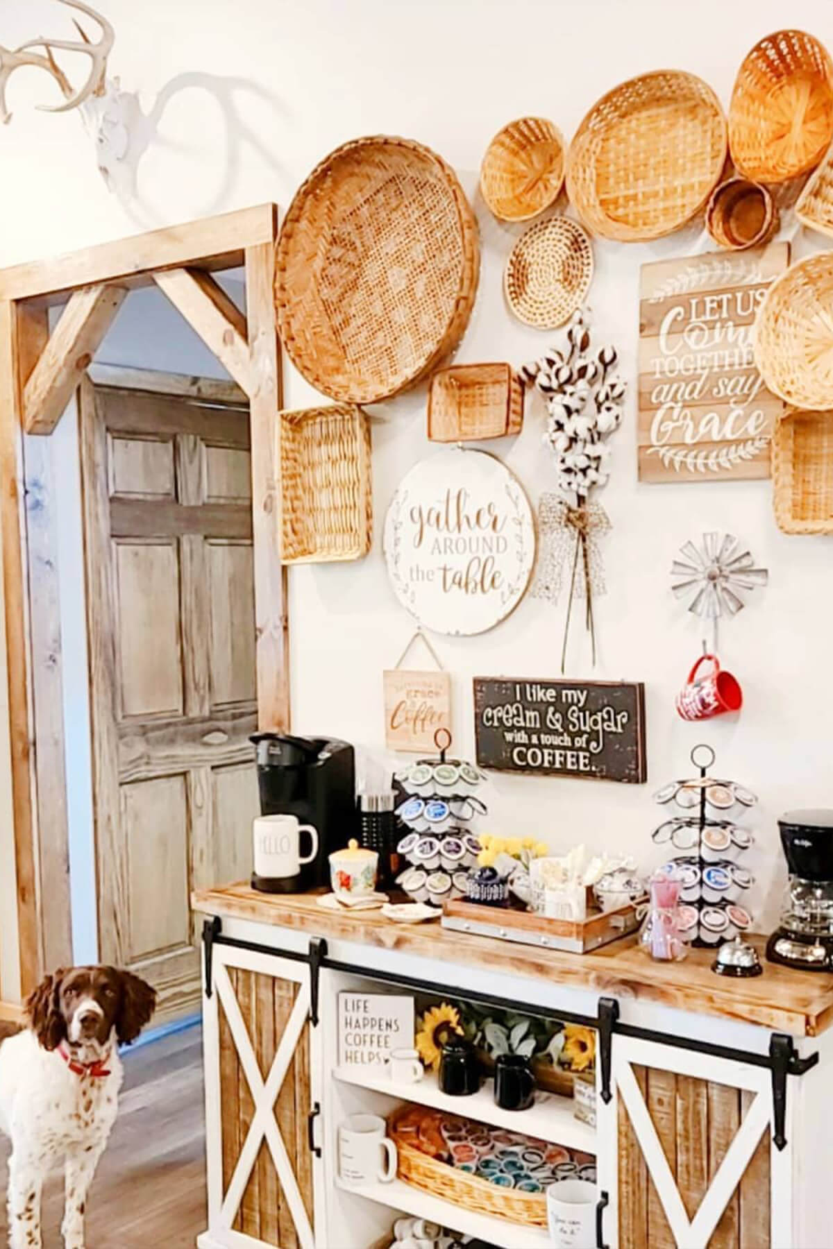 Coffee Bar with Wicker Accents