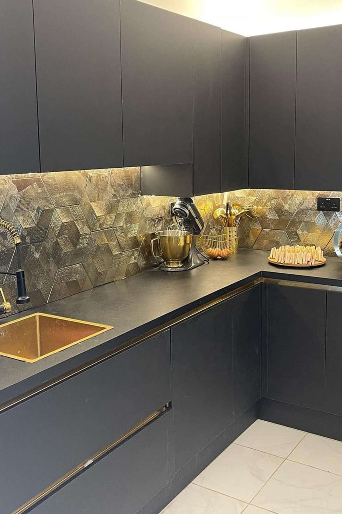 Brass Elegance with Nested Hexagonal Patterns