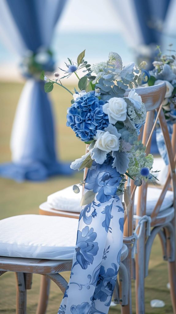 Blue and white chairs decor