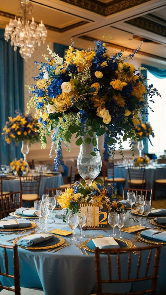 Blue and Yellow table arrangement
