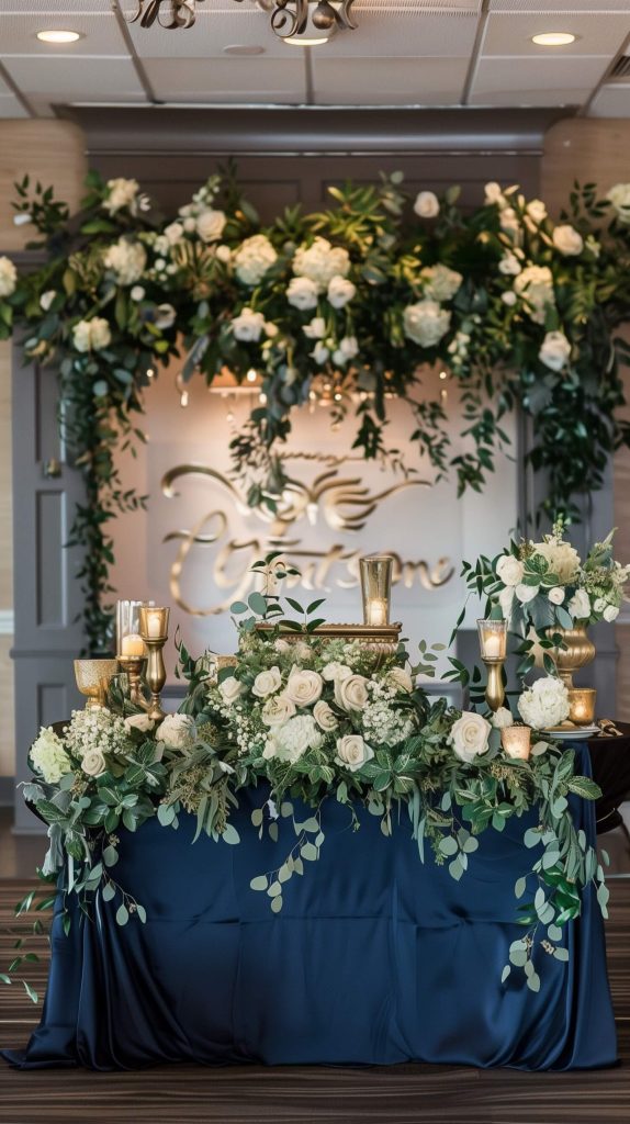 blue and gold backdrop