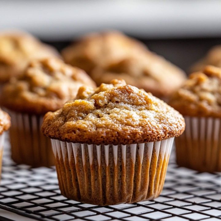 Banana muffin on a wire rack