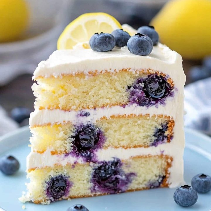 A slice of Blueberry Lemon cake