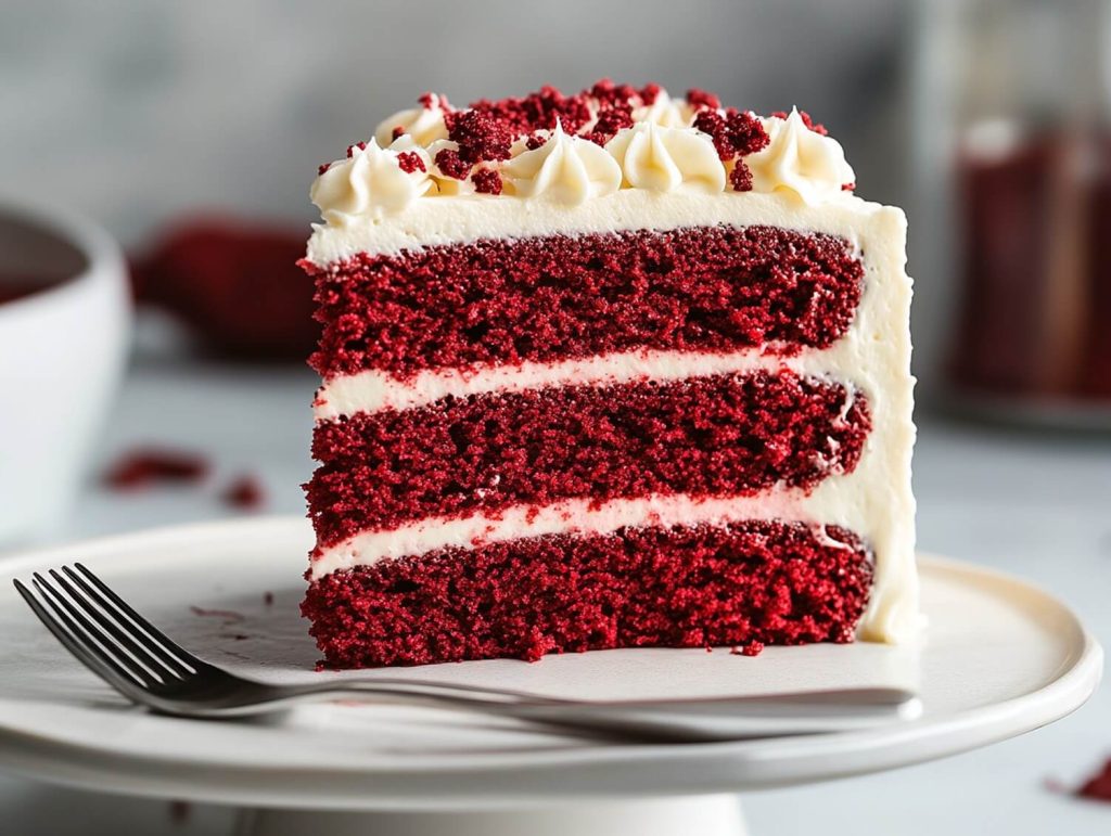 A slice of Red Velvet cake