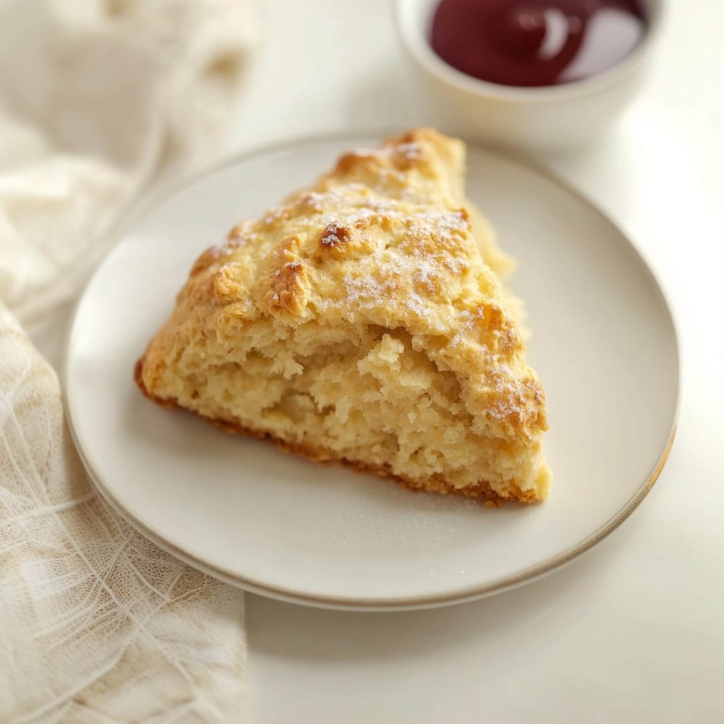 A freshly baked scone placed on a platter