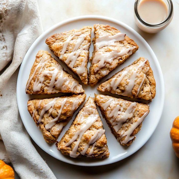 Pumpkin Scones with maple glaze