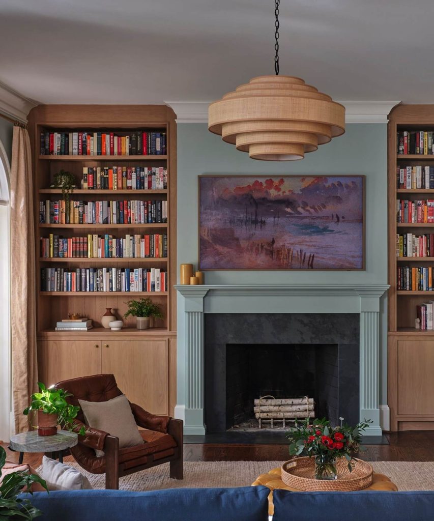 Modern Bookshelf Design with Serene Pastel Tones