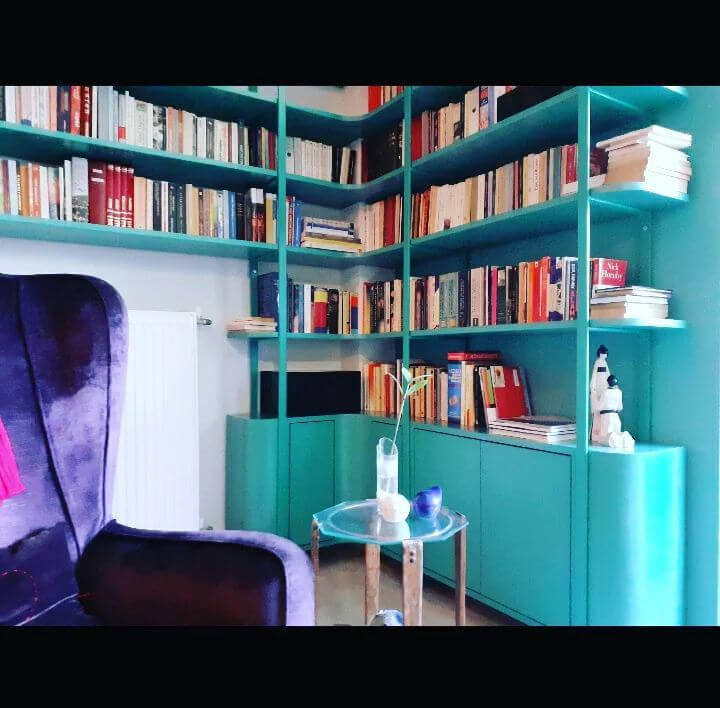 Elegant L-Shaped Pastel Bookshelf