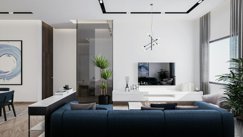 a living room filled with furniture and a flat screen tv