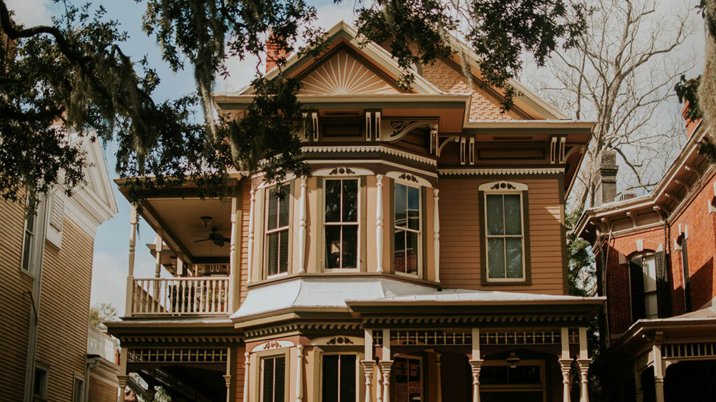 beige 2-story house