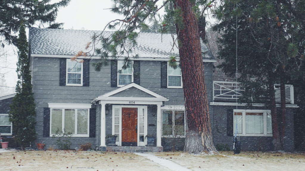 gray and white wooden house near green leaf tree