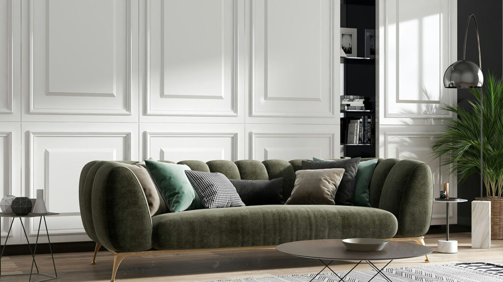 green and brown sofa chair