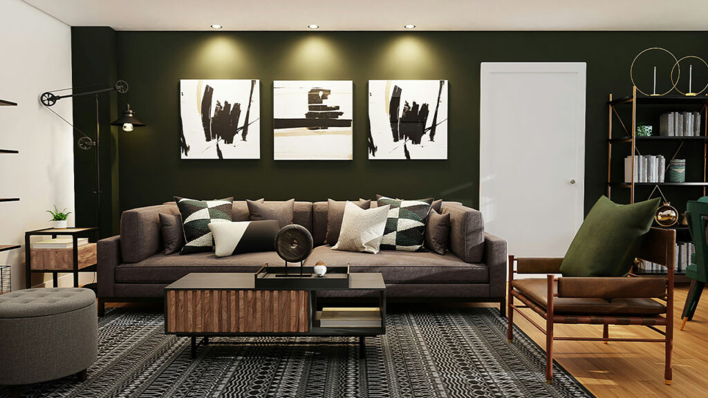 black and white wall mounted painting