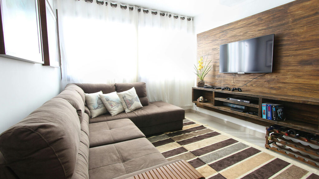 Brown Fabric Sectional Sofa