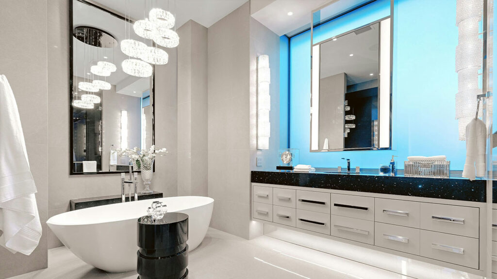 Bathroom with bright lighting