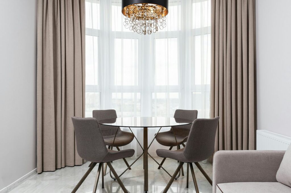 Dining with Sheer Curtains