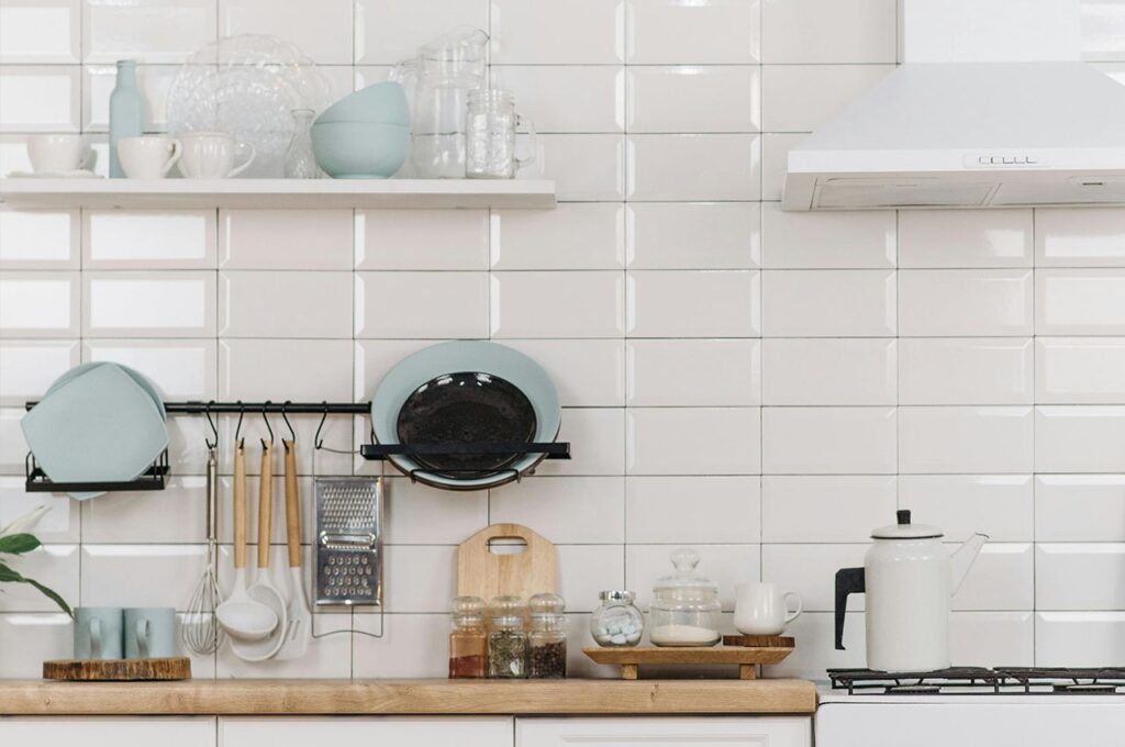 Open Shelving in kitchen