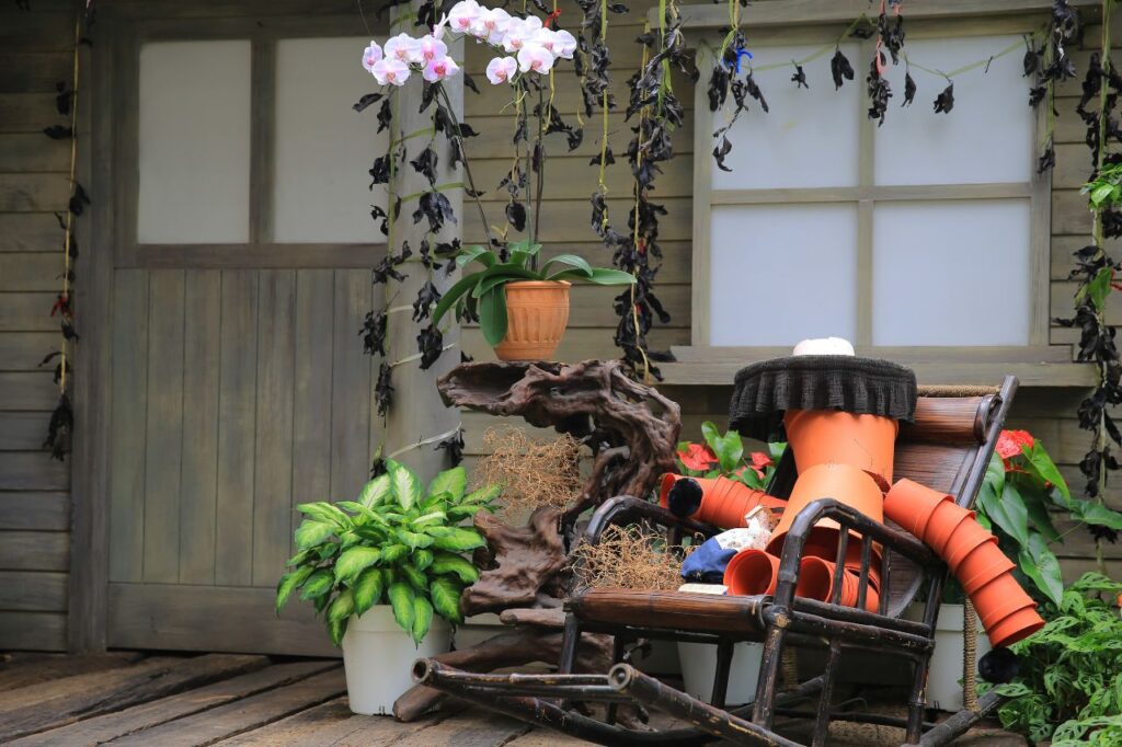 Unorganized things on porch