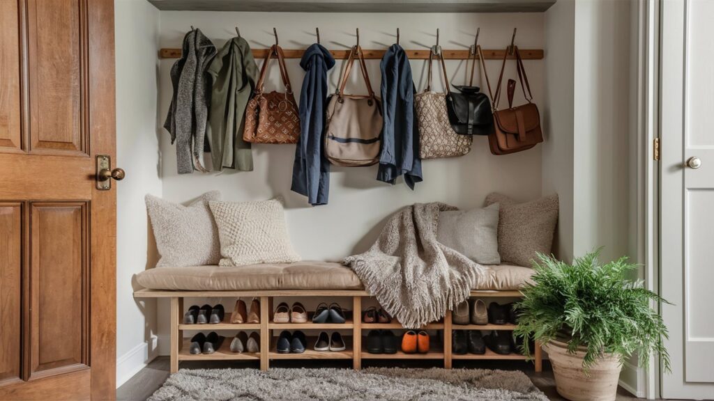 entryway hooks and shelves