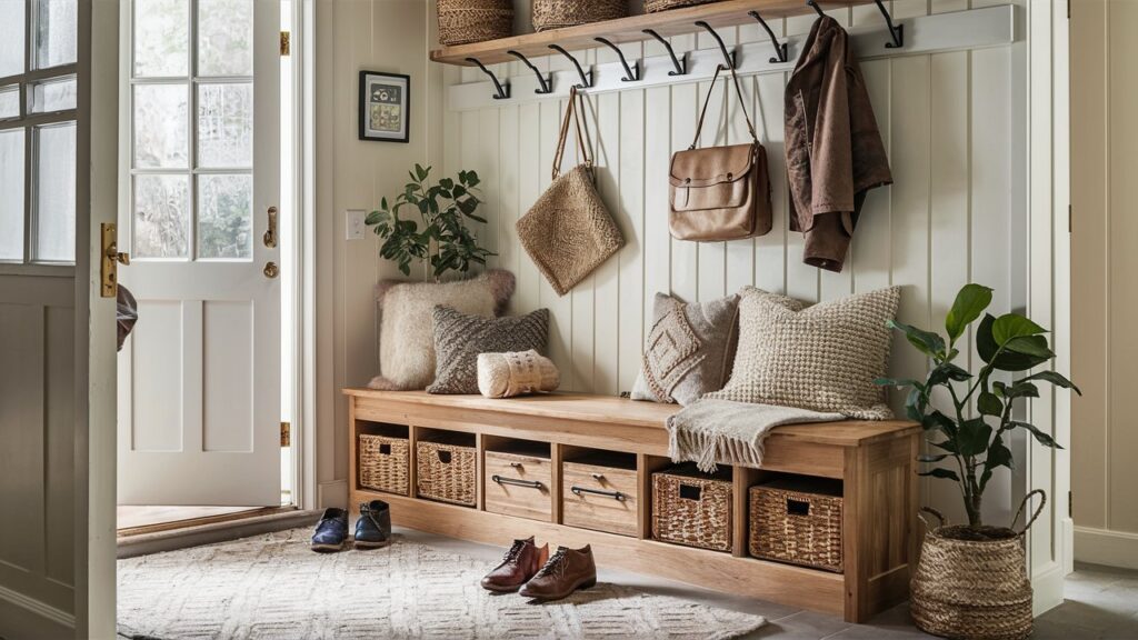 entryway hooks and shelves