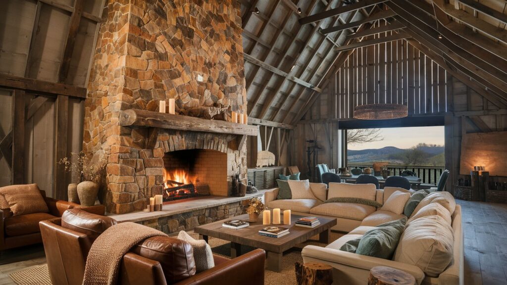 Rustic Stone Fireplace as a Cozy Focal Point