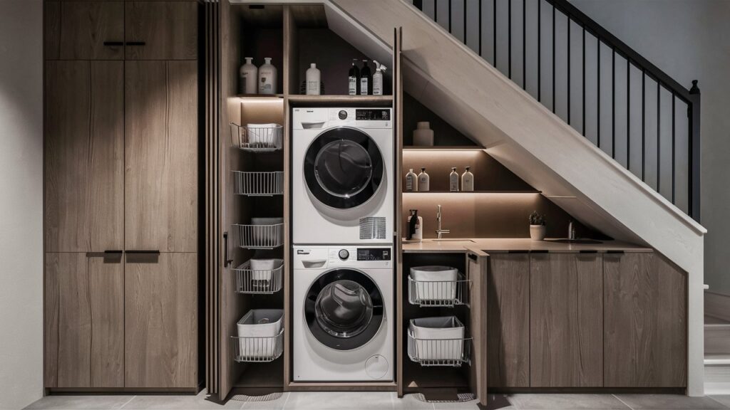 under stairs laundry