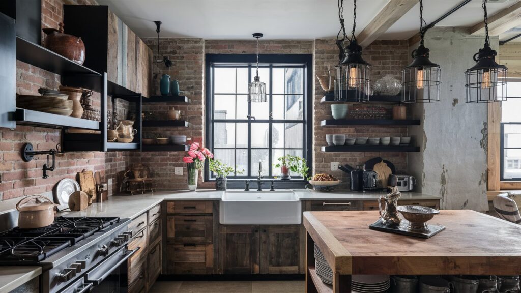 Industrial-Inspired Kitchen with Rustic Touches
