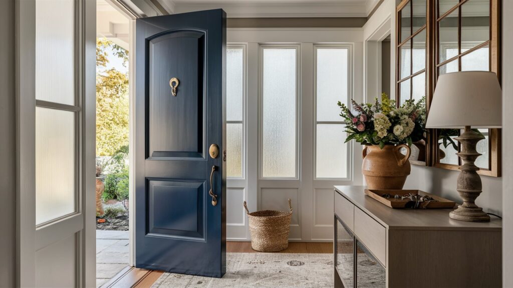 entryway with colored door