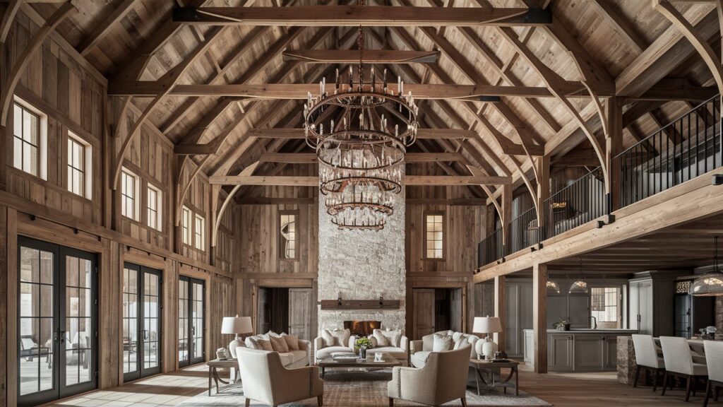 Exposed Wooden Beams and Vaulted Ceilings