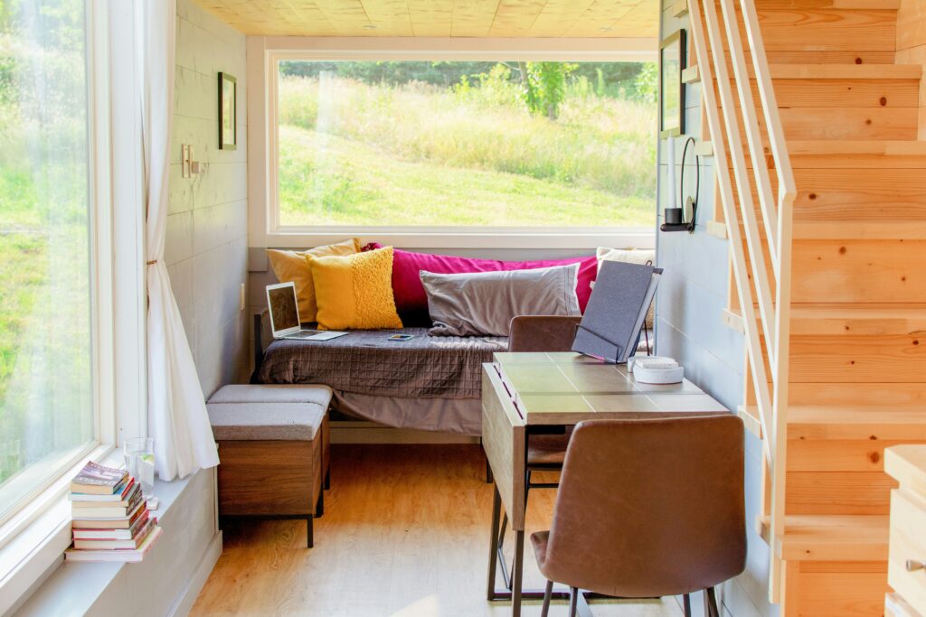 The interior of a tiny home.