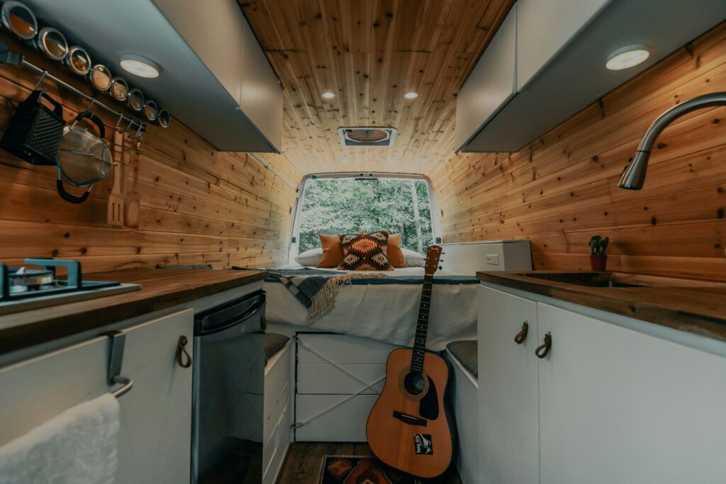 The interior of a mobile home