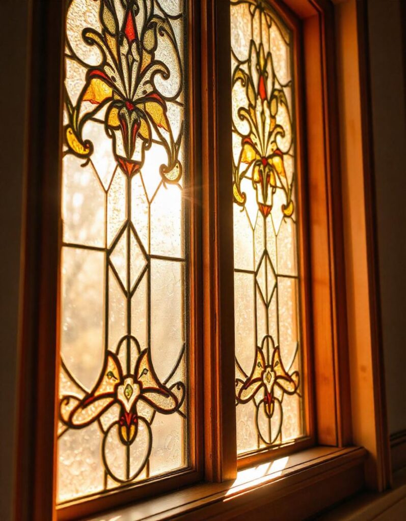 leaded and beveled glass window