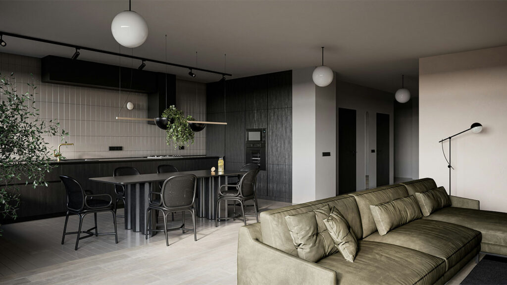 living room black and white