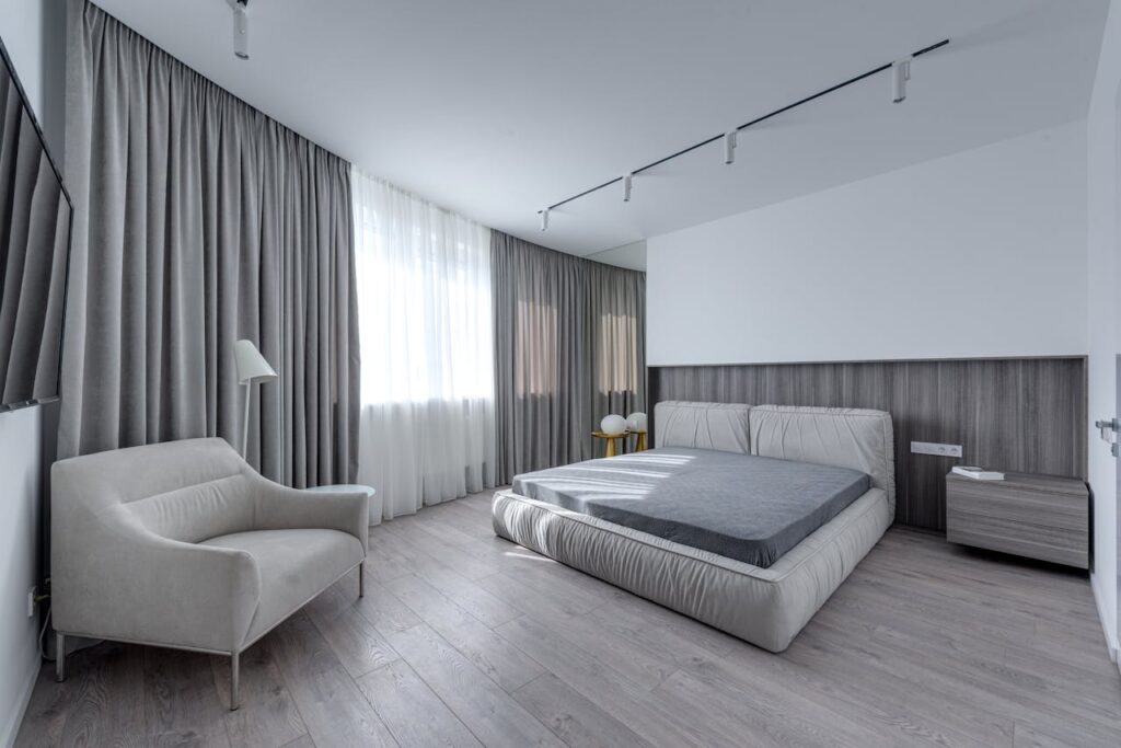 grey bedroom interior