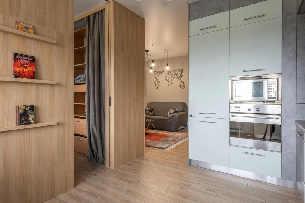 Apartment interior with dividers.
