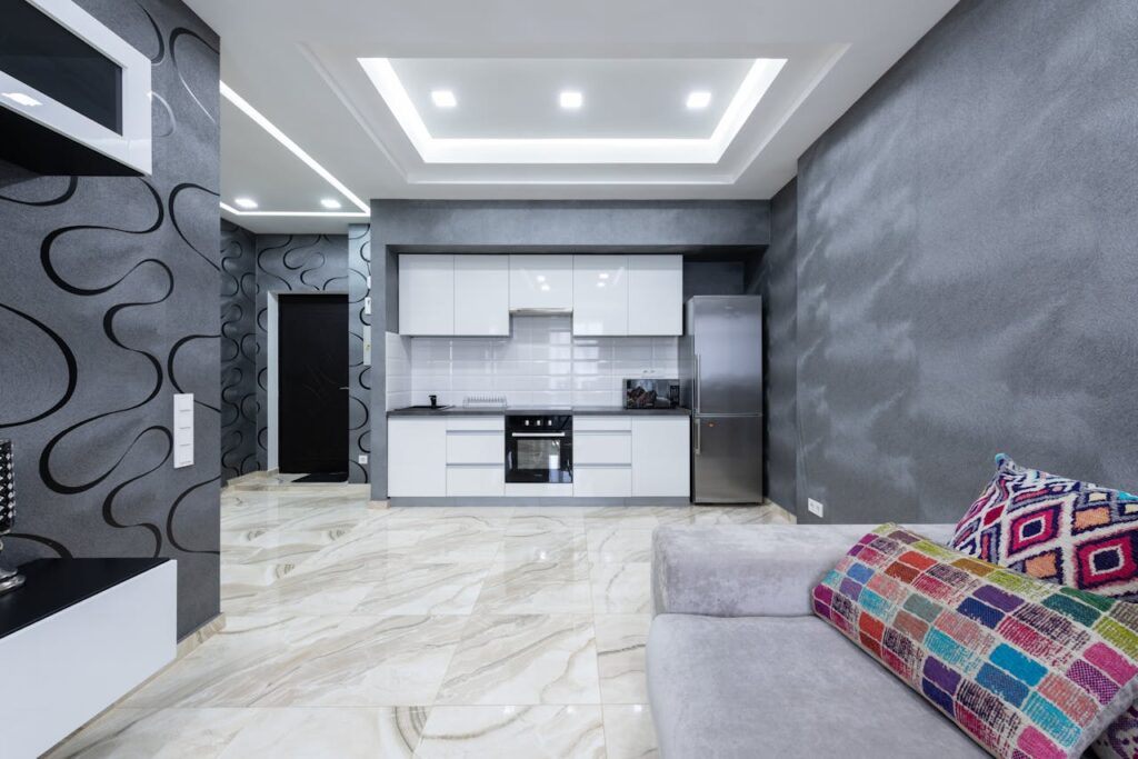 Faux finished living interior