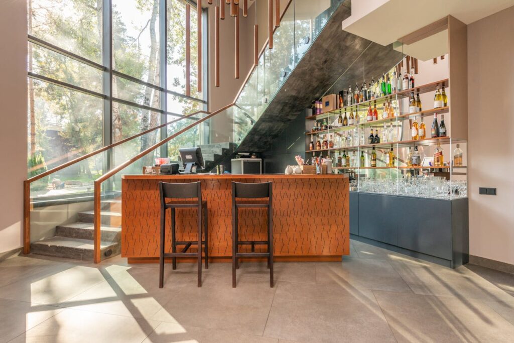 bar under stairs