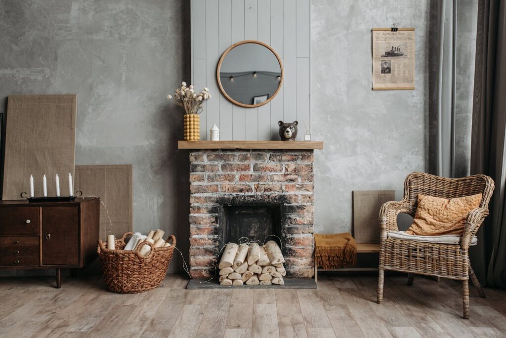 brick fireplace