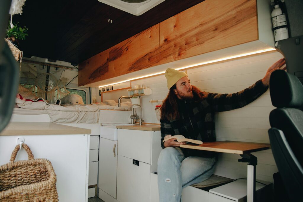 Interior of a van / tiny home.