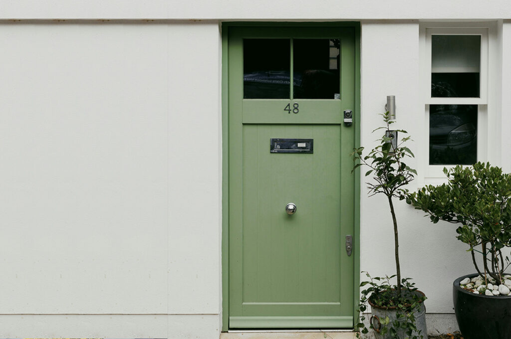 sage green door