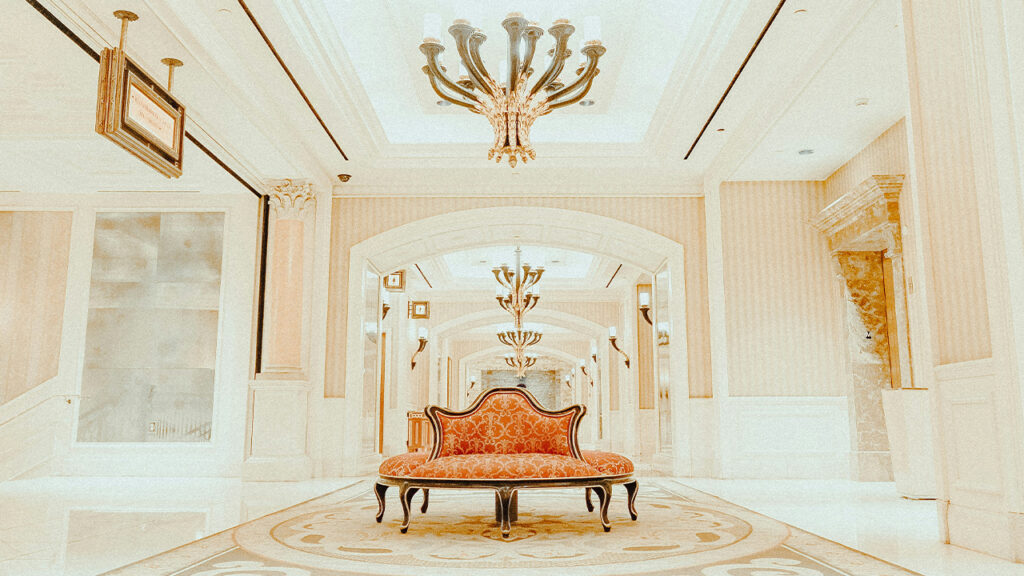 orange sofa inside white room