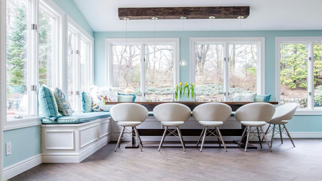 white and gray bar stools