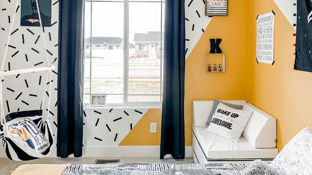 black and white floral window curtain