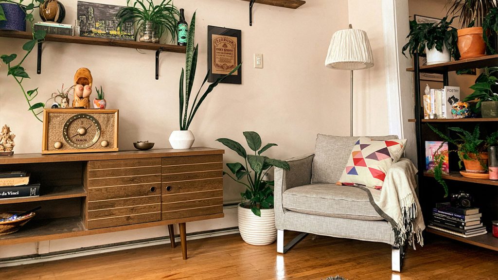 white and brown table lamp on brown wooden table