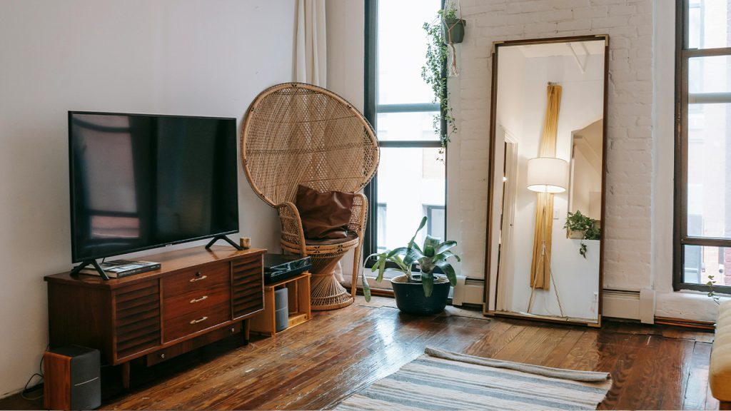 Interior of room with furniture
