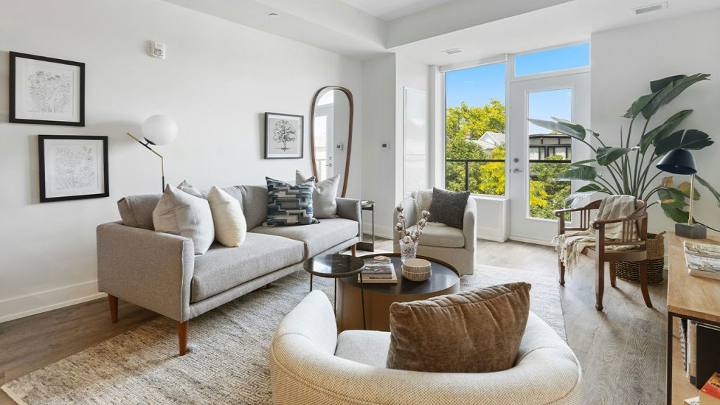 white and brown living room set