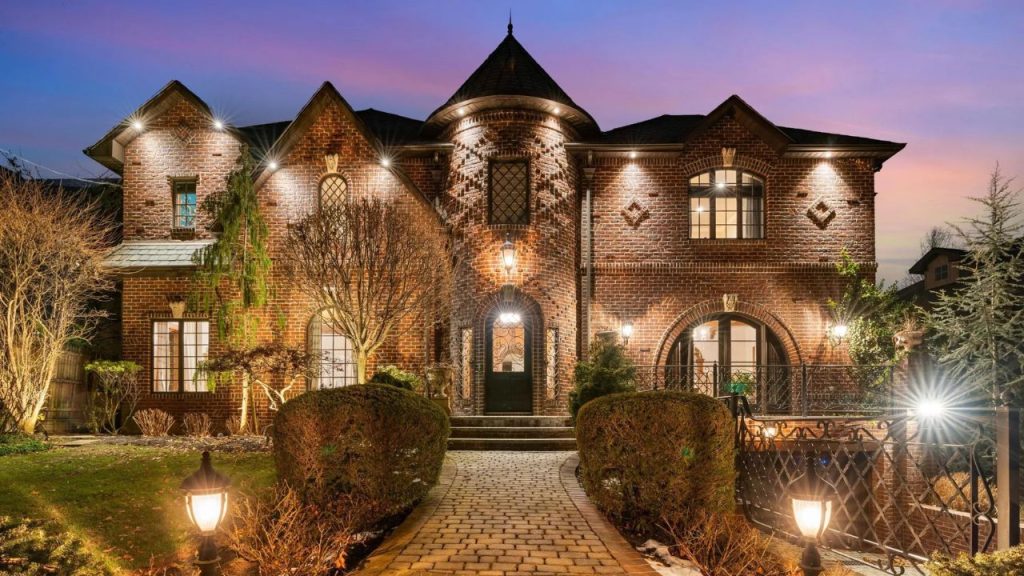 Elegant Brick English Manor Entrance