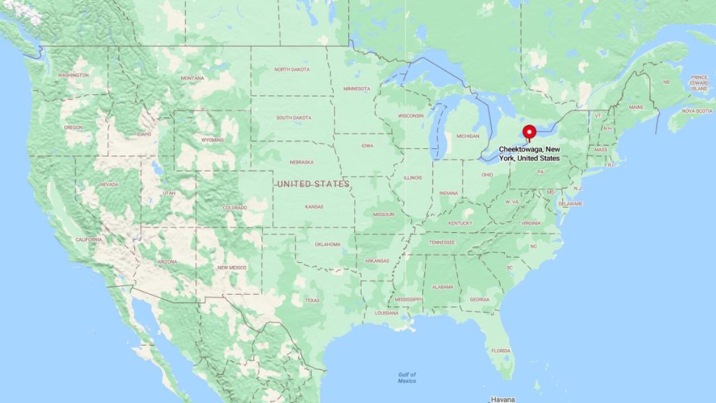 Map showing the location of Cheektowaga, NY.