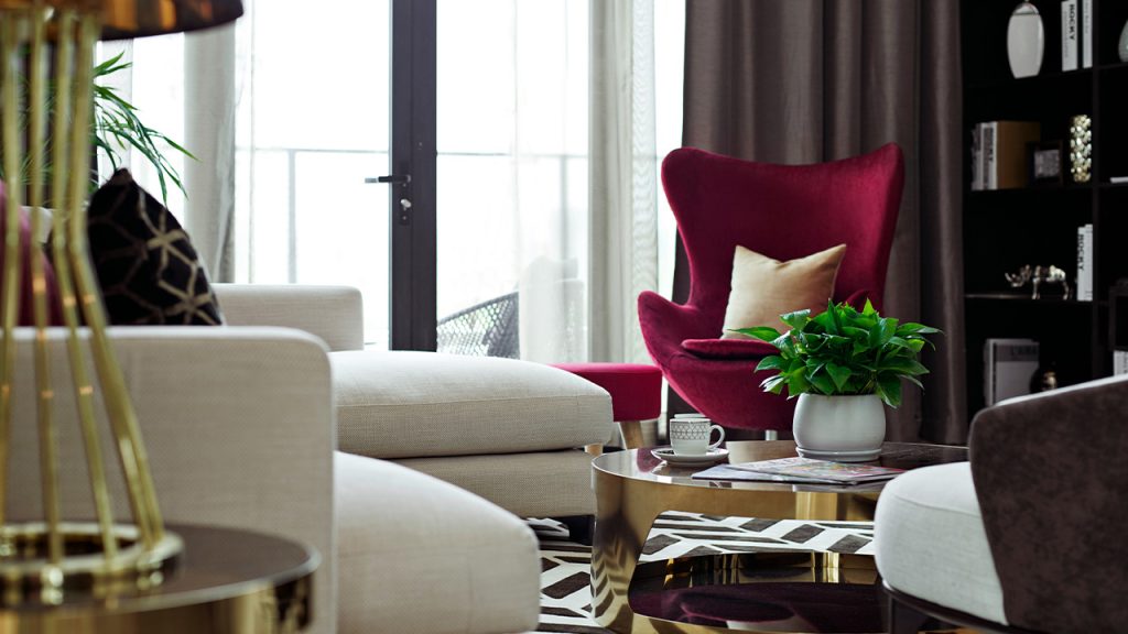 red flower bouquet on white round table