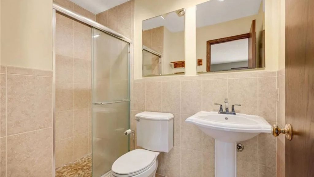 Modern Beige-Tiled Bathroom Design